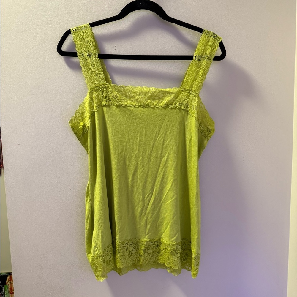 large green lace tank top